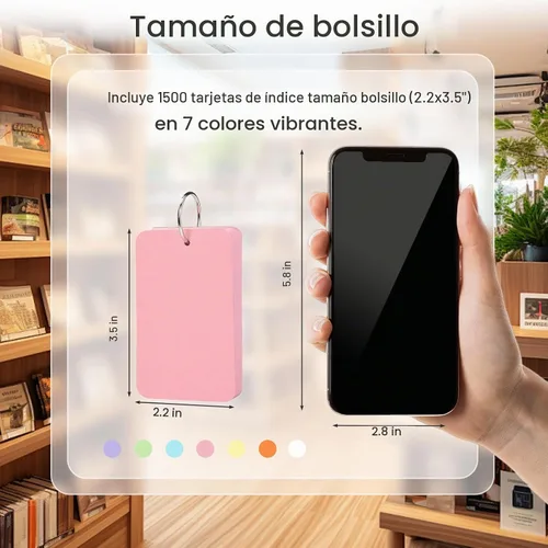 Vista 7 de Koogel 1500 tarjetas flash para estudiar con anillos de metal, 2.2 x 3.5 pulgadas, tarjetas de índice de colores a granel, blocs de notas pequeñas