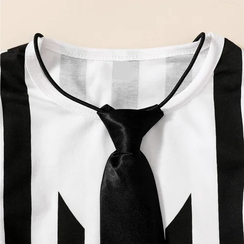 Vista 7 de Disfraz de Halloween para niño pequeño, ropa de rayas blancas y negras