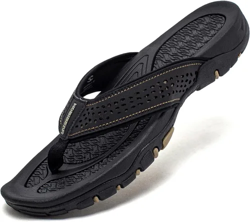 Vista 12 de PowerTRC Sandalias de playa para hombre Sandalias de playa para interiores y exteriores, sandalias deportivas y casuales Negro/Rojo