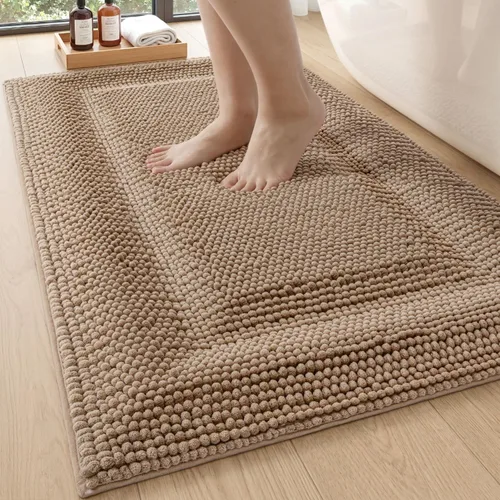 Vista 25 de DEXI Alfombrillas de baño para el baño 16x24, alfombra de baño antideslizante lavable, alfombrilla de baño de chenilla gruesa y suave absorbente