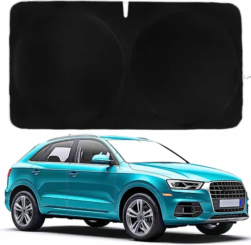 Vista 24 de Parasol para parabrisas BMW X2 (2018-2023), certificado 99.87% UVB y 99% de protección solar UVA. Cubierta opaca de doble capa galardonada, parasol