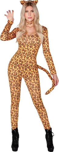 Vista 8 de Spooktacular Creations Disfraz de leopardo para mujer, disfraz de guepardo para mujer, Halloween