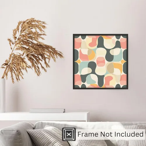 Vista 5 de Ethan Taylor Abstract Wall Art Prints Unframed Square Posters 'Retro 70s Hippie Groovy Pattern IV' Retro Home Décor for Living Room, Bedroom