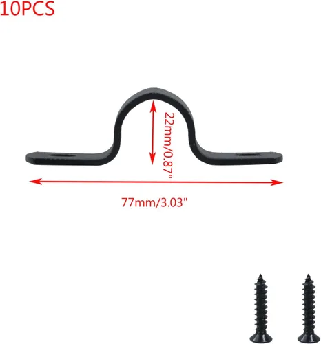 Vista 2 de MY MIRONEY Abrazaderas de tubo de metal negras en forma de U, abrazaderas de tubo en forma de silla de montar, diámetro de 0.59 pulgadas con 2
