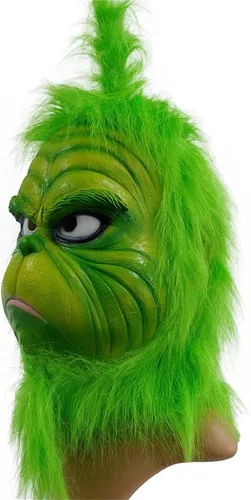 Vista 2 de Green Mask Costume Cosplay Halloween Christmas Monster Rolepaly Latex Masks Party Props Adult Man Women Full Head