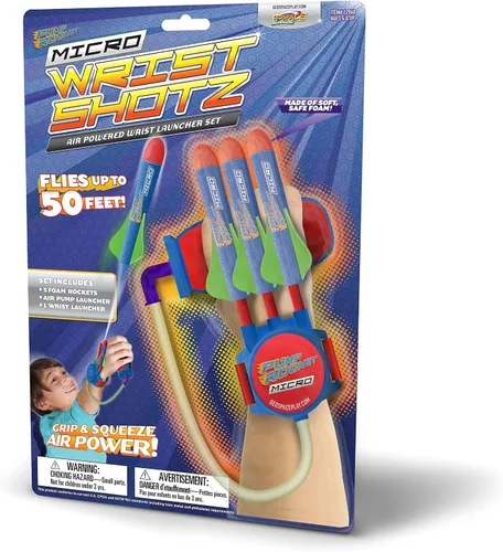 Vista 2 de Geospace Micro Rocket Wrist Shotz: lanzador de pulsera con 3 cohetes de espuma