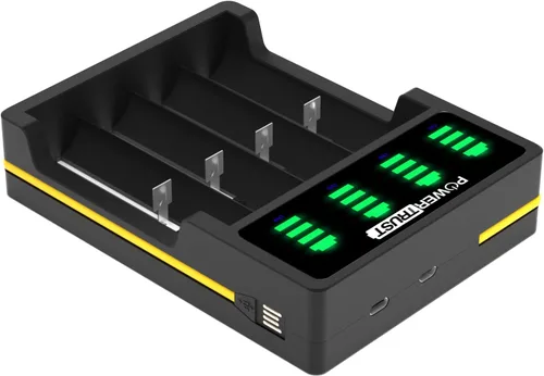 Vista 3 de Cargador de batería universal LED de 4 ranuras para 18650 26650 22650 21700 20700 18500 18350 17670 17500 14500 14430 10440 AA AAA AAAA