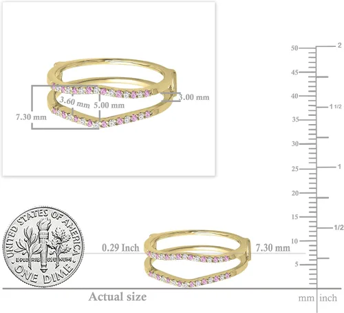 Vista 13 de Dazzlingrock Collection Anillo de protección redondo alternativo de zafiro rosa y diamante blanco para mujer en oro macizo de 10 quilates