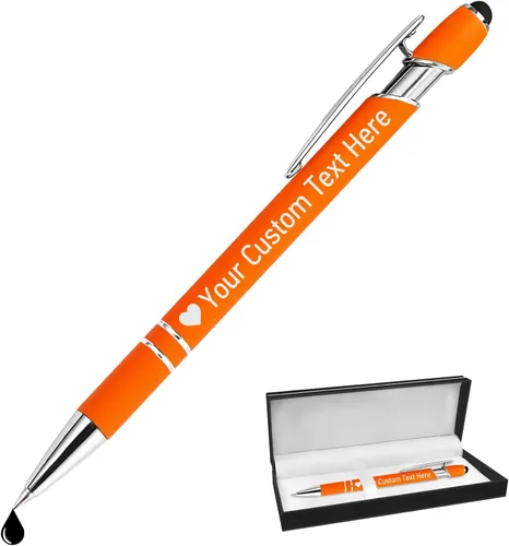 Vista 76 de STREADVE Bolígrafos personalizados personalizados con nombre grabado, logotipo, texto, bolígrafos de escritura suave, regalo personalizado para Negro