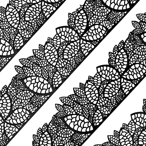 Vista 15 de Juego de 10 piezas de encaje comestible grande prefabricado listo para usar, flor de cerezo, negro, 14 pulgadas