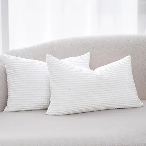 Vista 48 de PHF Funda de almohada 100% algodón con tejido de gofre, 22 x 22 pulgadas, sin relleno, paquete de 2 elegantes fundas de almohada cuadradas