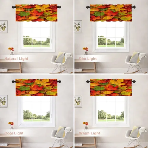 Vista 517 de Shrahala Orange Autumn Autumn Blackout Curtain Tiers, Fall Kitchen Valance Light Blocking Tier Drapes with Rod Pocket, 2 Pack 26 X 24 in
