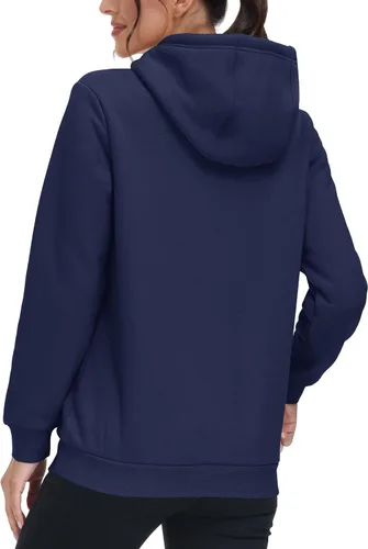 Vista 3 de TACVASEN Sudadera con capucha de algodón para mujer, de corte clásico, con bolsillos, informal, con forro polar