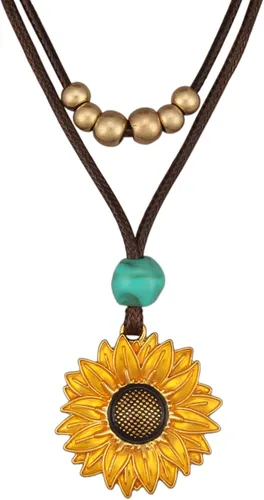 Vista 50 de Jeilwiy Collar de cuero para mujer, collar funky, gargantilla de cuerda con colgante, joyería de estilo bohemio