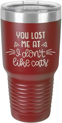 Vista 12 de You Lost Me at I DON'T LIKE CATS Vaso negro de 30 onzas con popote y tapa superior deslizante Taza de viaje de acero inoxidable Comparar