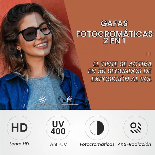 Vista 4 de Gafas de lectura fotocromáticas progresivas multifocal, lentes de computadora, lectores de transición para mujer Negro
