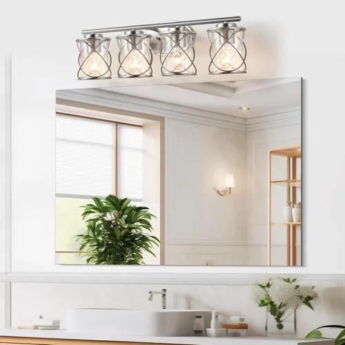 Vista 9 de mavcadonf Accesorios de Iluminación de Tocador de Baño Sobre Espejo, Lámpara de Pared Moderna de 4 Luces para Espejo, Cocina, Sala de Estar