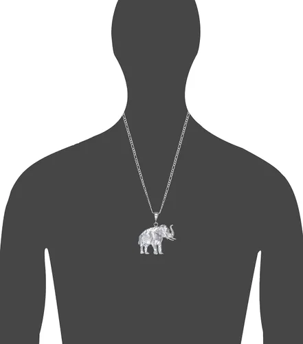 Vista 2 de Collar con colgante de elefante de plata de ley con acabado de diamante y cadena