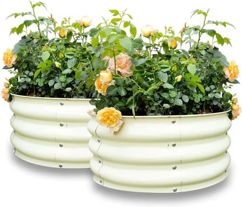 Vista 17 de GARDMAX 2x2x1FT Galvanized Round Raised Garden Bed Kit, Metal Planter Boxes Outdoor with Easy Assembly, Large Garden Bed for Vegetables, Fruits
