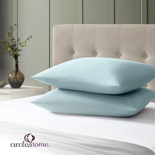 Vista 8 de CirclesHome Fundas de almohada de tamaño estándar, fundas de almohada de mezcla de algodón satinado, fundas de almohada suaves y cómodas, protegen