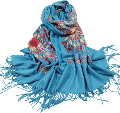 Vista 28 de Urban CoCo Chal Bordado con Borlas de Tamaño Grande para Mujer, Bufanda de Mujer