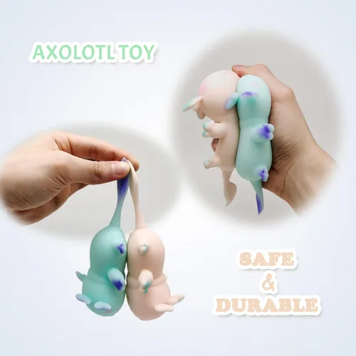 Vista 4 de ZTATU Axolotl Squishy Fidget Toys Bolas de estrés para adultos (2 piezas) juguetes sensoriales para niños, recuerdos de fiesta para niños, regalos