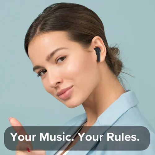 Vista 8 de Coby Auriculares inalámbricos con estuche de carga de lectura de batería LCD, mini auriculares intrauditivos Bluetooth con micrófono integrado, Negro