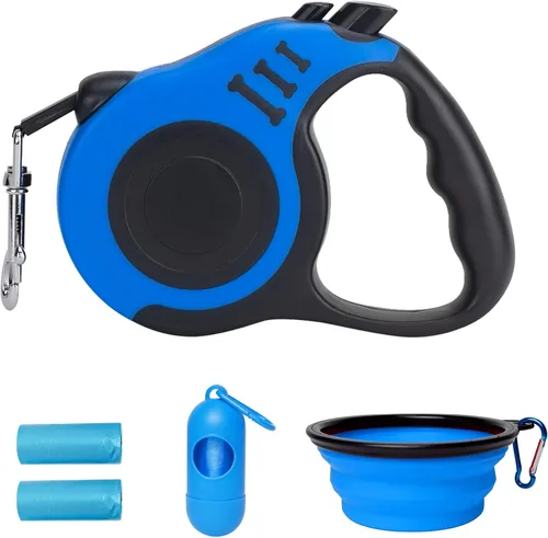 Vista 37 de Correa retráctil para perros pequeños y medianos, automática, telescópica, cinta para mascotas de 10/16 pies, duradera y práctica, con asa A1- rosa