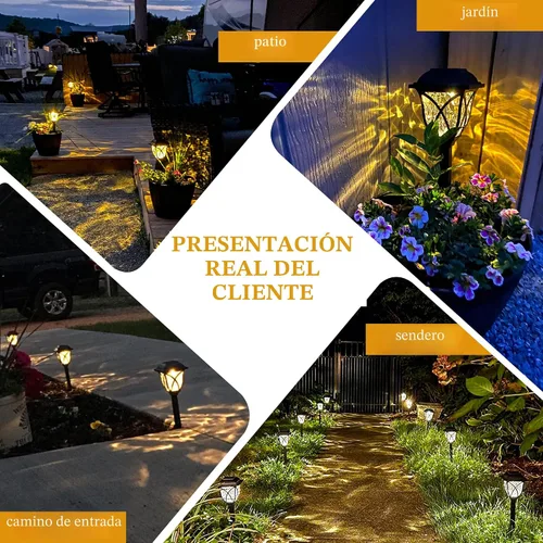 Vista 2 de GIGALUMI Paquete de 6 luces solares impermeables para exteriores, luces LED solares de jardín, decoraciones al aire libre, decoración de jardín