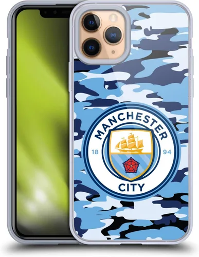 Vista 236 de Head Case Designs Funda de gel con licencia oficial del Manchester City Man City FC Blue Moon Badge Camou [protección de grado militar] compatible