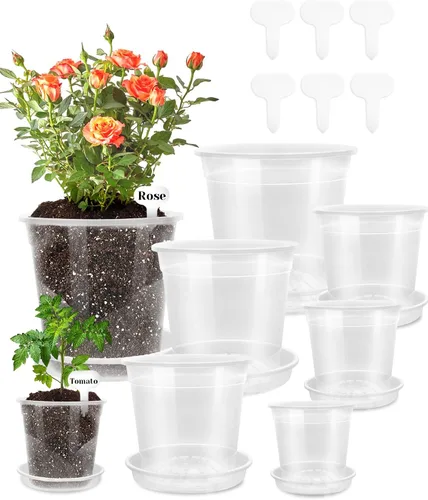 Vista 11 de Paquete de 10 macetas de orquídeas de 7 pulgadas, macetas de plástico más