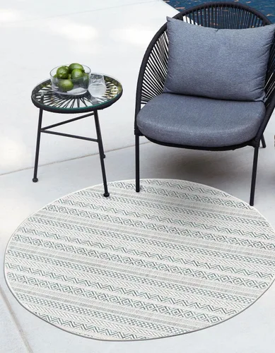 Vista 11 de Unique Loom Outdoor Striped Collection Alfombra de área - Maia (2' 2" x 3' 1" Rectángulo, Beige/Marfil)