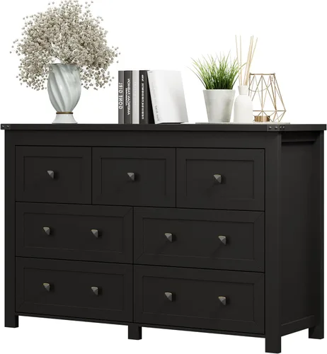 Vista 28 de Xixini - Cómoda para dormitorio con 5 cajones, cómoda alta de madera, organizador moderno de ropa estilo granja, gabinete de almacenamiento con asas