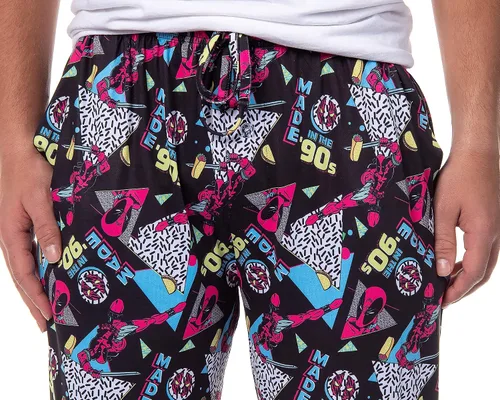 Vista 3 de Marvel Comics Deadpool Retro - Pantalones de pijama para hombre, hechos en los años 90