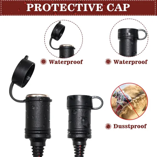 Vista 7 de Adaptador de encendedor de cigarrillos Abrazadera de batería 3 pies 16 AWG Alligator Clips a Femenino Coche Negro+rojo 3FT 16AWG