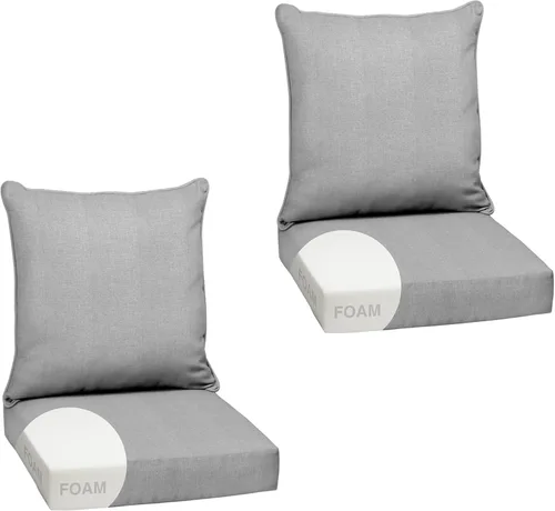 Vista 21 de Arden - Juego de cojines de asiento profundo para exteriores, espuma, 24x24, aguamarina