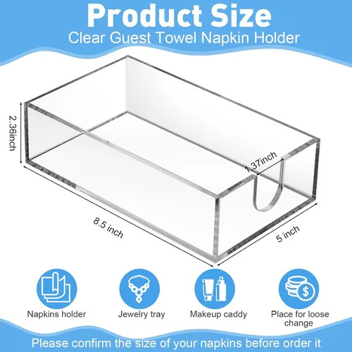 Vista 2 de Layhit Paquete de 4 soportes para toallas de papel acrílico, dispensador de servilletas de baño, servilletas de baño, soporte desechable