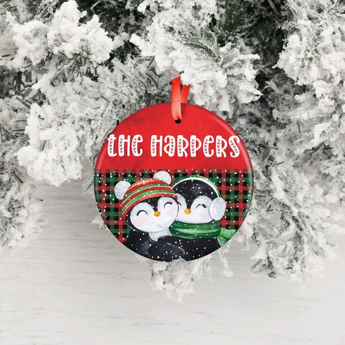 Vista 5 de Juego de 3, adorno de Navidad personalizado con nombre, 9 diseños, 12 fuentes, cerámica personalizada de 3 pulgadas, adorno de Navidad redondo 2025