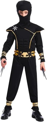 Vista 2 de Dsplay Boys Ninja Costume Cosplay Child Muscle Ninja Outfit Halloween
