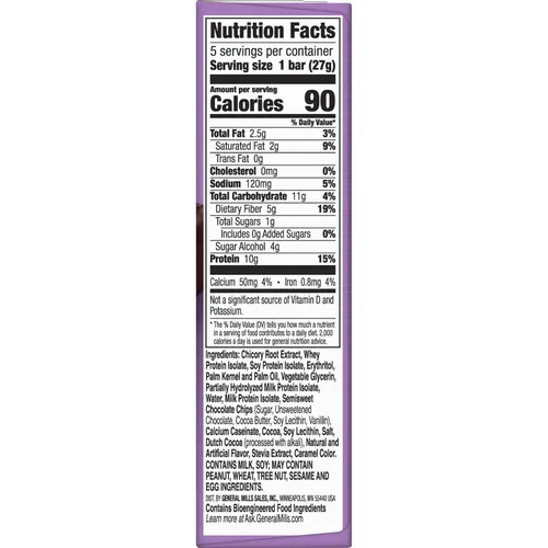 Vista 2 de Protein One Barras de proteína de 90 calorías, chispas de chocolate, aptas para Keto, 5 unidades, 4.8 onzas (paquete de 12)