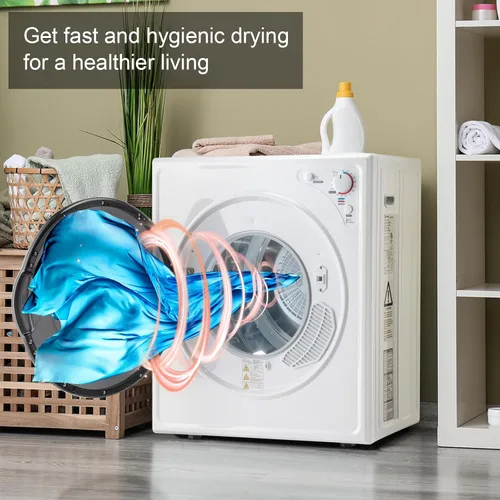 Vista 3 de ROVSUN Secadora de ropa portátil de 9 libras -1400 W con perilla de fácil control, color blanco