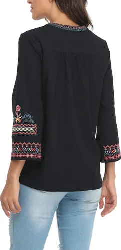 Vista 7 de YZXDORWJ Camisa bordada mexicana para mujer