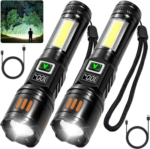 Vista 4 de AYL Paquete de 3 linternas recargables, linterna LED táctica de alto