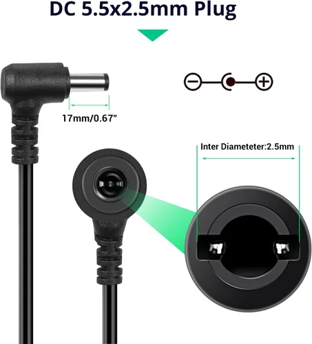 Vista 5 de Facmogu DC 19V 3.42A Fuente de alimentación, transformadores 100-240V AC a DC 19Volt de 65 vatios, adaptador de corriente convertidor con enchufe DC