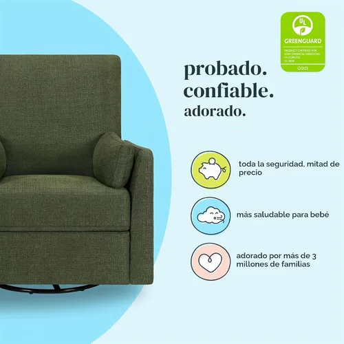 Vista 4 de DaVinci Carter's Ethan - Sillón reclinable giratorio, lino verde bosque