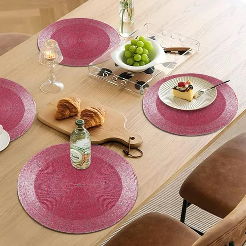 Vista 12 de Cargador Redondo con Cuentas de 13", Blanco, Mantel Decorativo para Mesa de Comedor, Cargador Brillante para Fiestas y Navidad, Decoración de Mesa