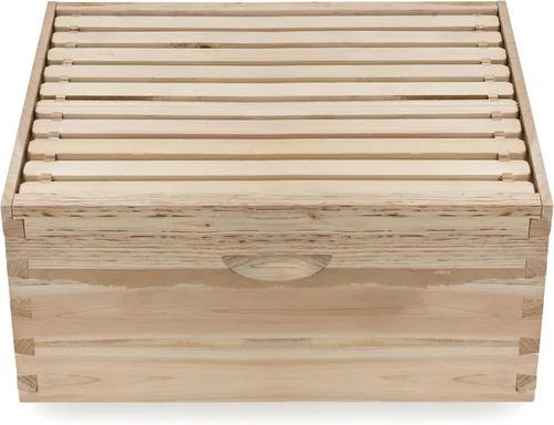 Vista 8 de Honey Keeper Kit de 10 marcos de colmena de cera de abeja 100% y 10 marcos profundos con bases para apicultura Langstroth