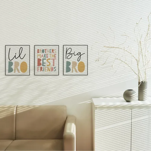 Vista 2 de ETVISO Juego de Arte de Pared para Guardería Gran Hermano Pequeño Hermano de 3, Arte de Pared para Habitación de Niños, Impresiones de Hermanos