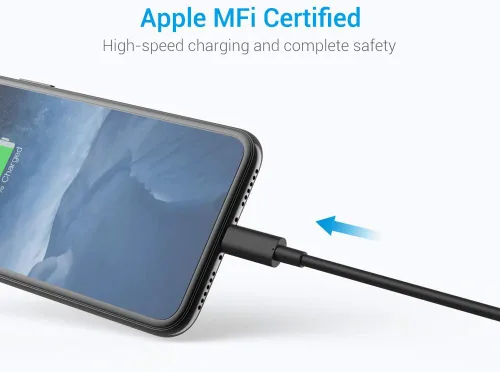 Vista 2 de Cable Lightning certificado – Cargador Nikolable para iPhone, paquete de 3 unidades de 6 pies de iluminación a USB A, cable de carga compatible