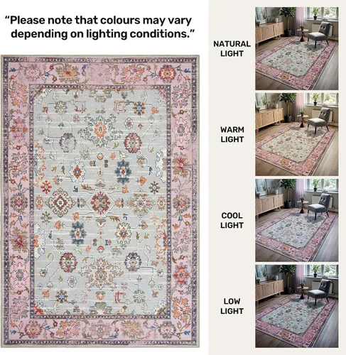 Vista 185 de GLN Rugs Traditional Collection - Alfombra de felpilla lavable a máquina, tradicional lavable, antideslizante, alfombra de felpilla de pelo corto